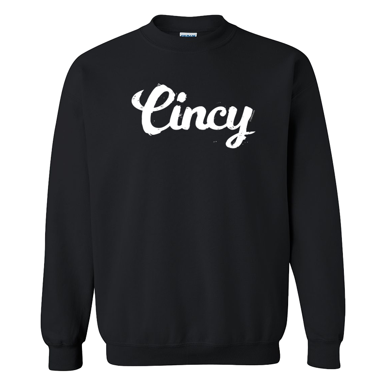 Cincy Script crewneck - black/white – 513shirts.com