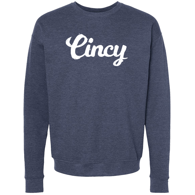 Cincy Script crewneck - navy/white – 513shirts.com