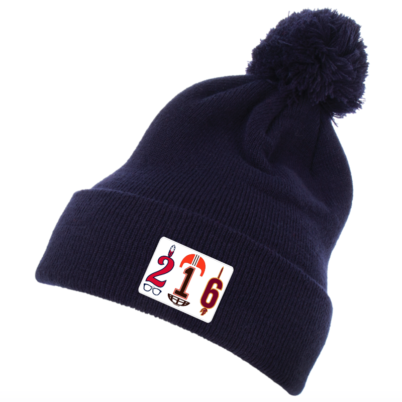 216 Cleveland area code pom pom beanie - 513shirts.com / Cincinnati Shirts