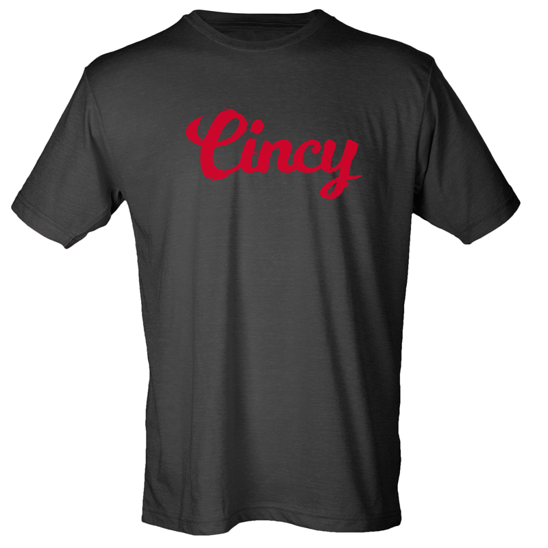 Cincy Script tee - black/red – 513shirts.com