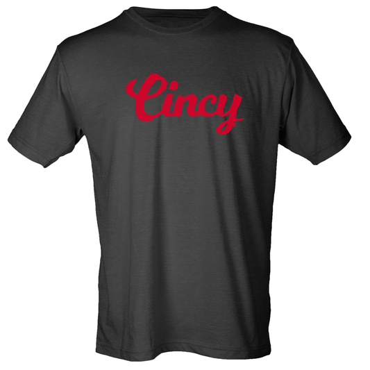 Cincy Script tee - black/red - 513shirts.com / Cincinnati Shirts
