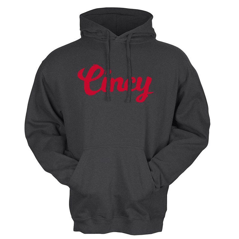 Cincy Script Hoodie - black/red - 513shirts.com / Cincinnati Shirts