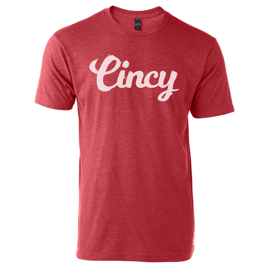 Cincy Script tee - red/white - 513shirts.com / Cincinnati Shirts