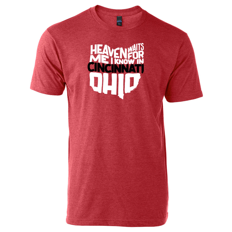 Heaven Waits...Cincinnati tee - red